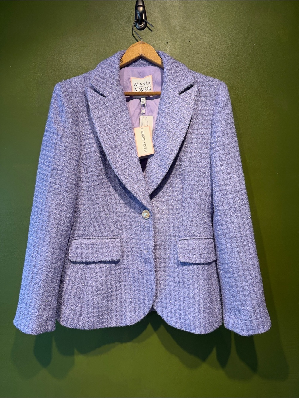 Alexia Admor Lilac Textured Wool-Blend Raya Blazer